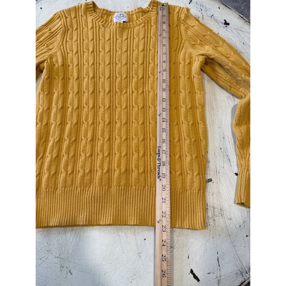 St. Johns Bay Yellow Women's Cable Knit Sweater Size Large Preppy - Picture 2 of 6